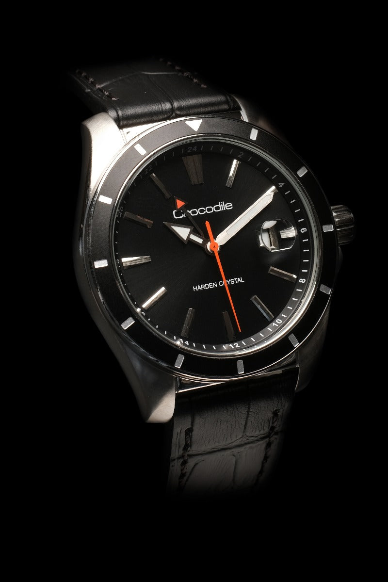 GMT Watch With Orange Accent