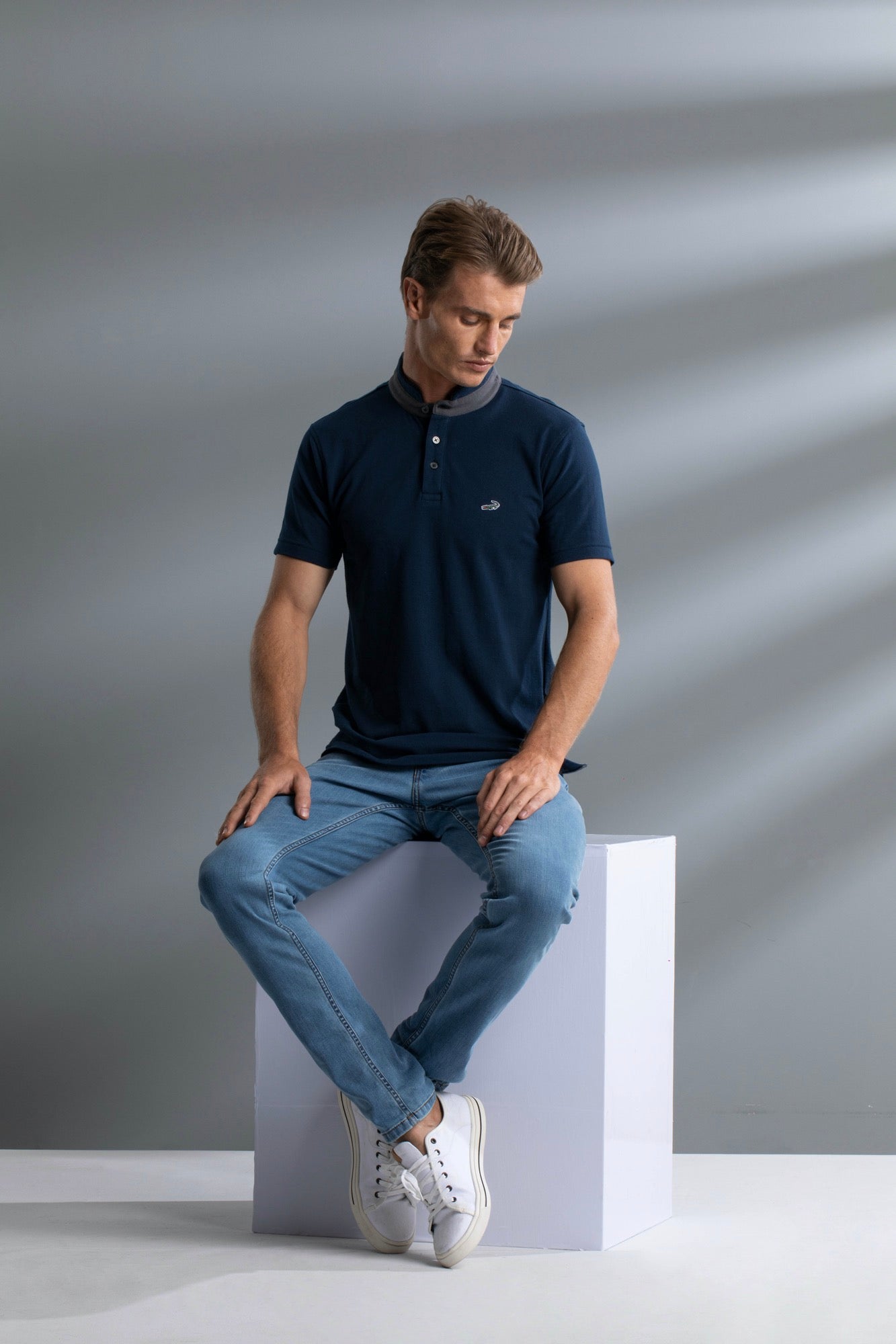 Slim Fit Short sleeves-Casual Polo - Dress Blue