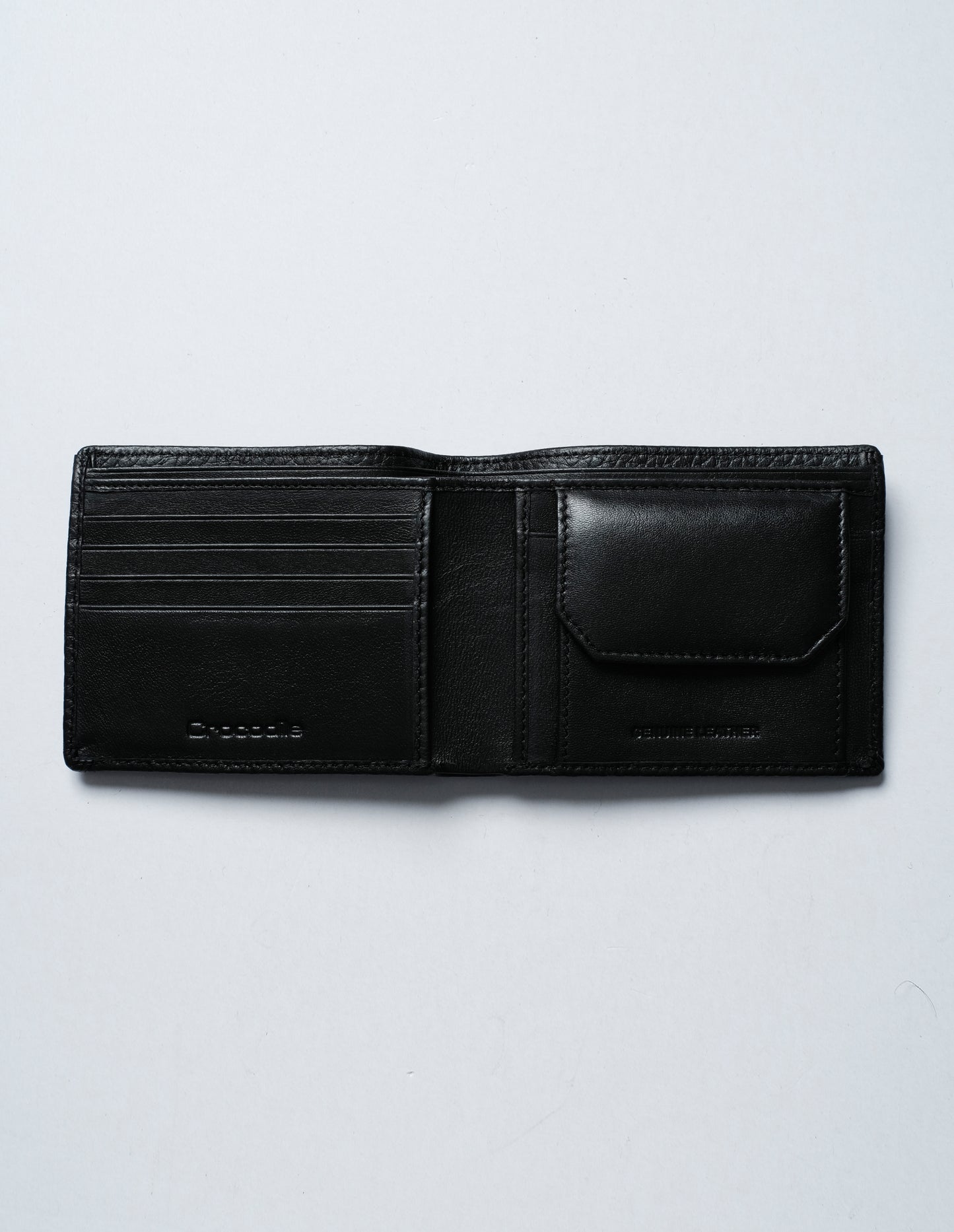 Bifold Leather wallet with Coin Pocket - Black