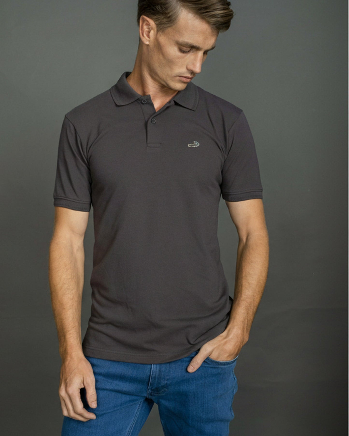 Crocodile Men Supima Slim Fit HS T shirt-Charcoal