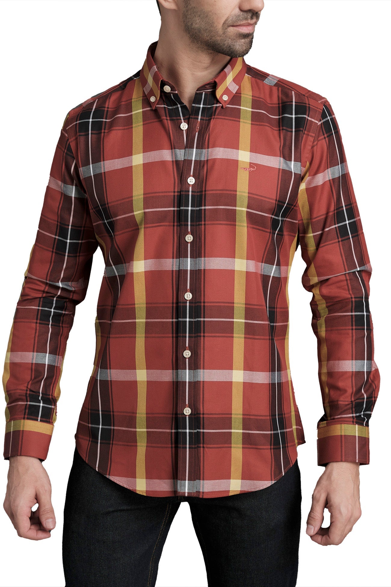 Slim Fit Long Sleeves-Casual Shirts-Persian Red